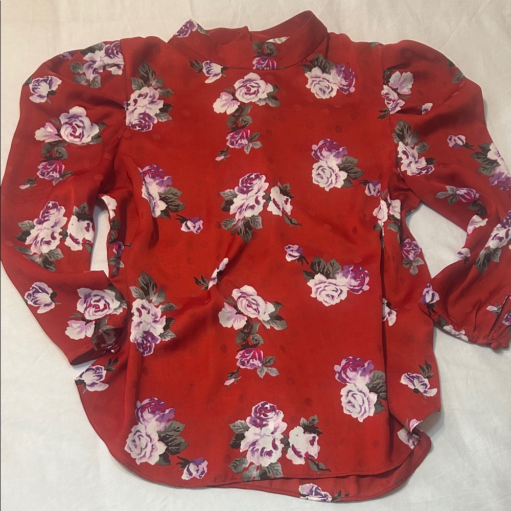 Wayf Red Floral Blouse